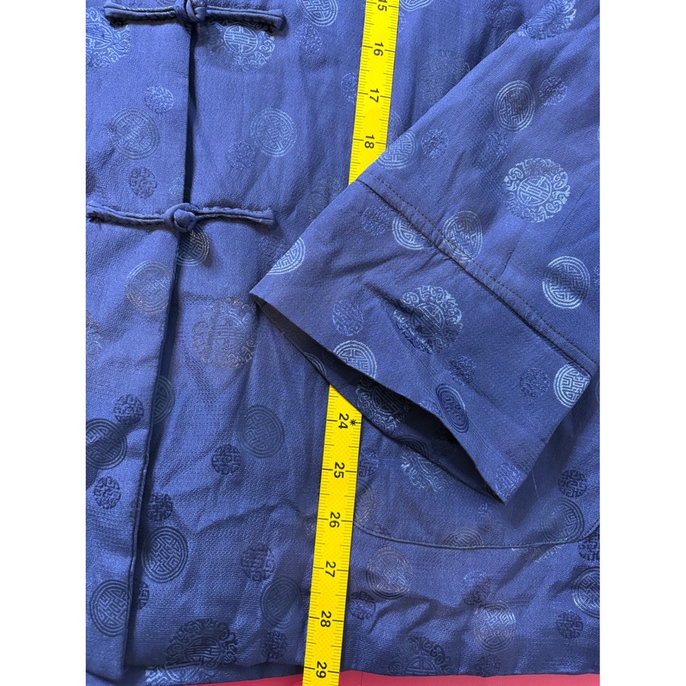 BUNGY GIRLS Blue Tang Jacket Sz XL Frog Button Medallion Jacquard Chinoiserie - Picture 8 of 12
